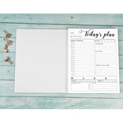 Planner Diário com Agenda Horária, 50 Folhas sem Data, Bloco Destacável com Rastreador, Prioridades, Metas e Lista - Inkdotpot 14,73 Cm × 20,83 Cm / Branco