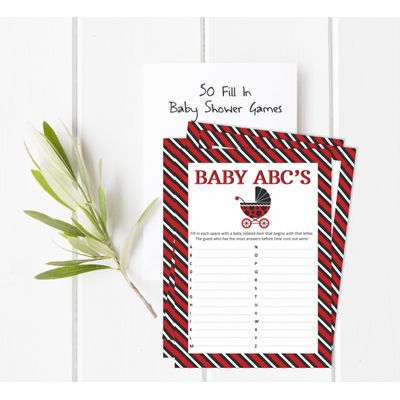 Pacote com 50, Coleção Chá de Bebê para Menina, Jogo ABC, Jogos Divertidos, Atividades e Decorações Tema Joaninha - Inkdotpot 12,7 Cm × 17,78 Cm / Branco