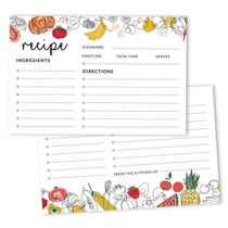 Cartões de Receita 10x15 cm 50un - Cartão Premium Grosso Dupla-Face Branco Moderno-Casamento/Chá Noiva/Chá Bebê-Legumes e Frutas - Inkdotpot