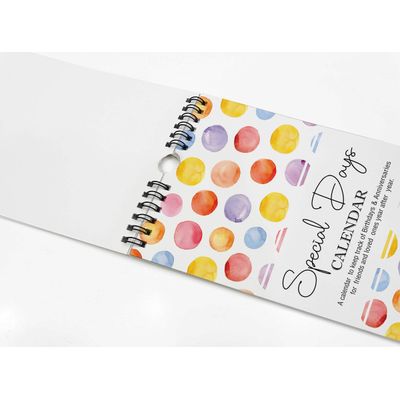 Calendário Perpétuo Poás para Parede - Lembrete de Aniversário e Eventos Especiais, Caderno/Planner/Organizador/Cartão Presente - Inkdotpot 27,94 Cm × 13,72 Cm / Multicolorido