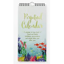 Calendário Perpétuo Aquático Rústico em Folha Dourada, Lembrete de Aniversário e Evento, Livro/Agenda/Org., Enfeite de Parede - Inkdotpot