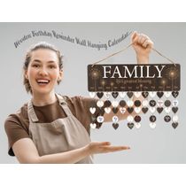 Painel Perpétuo de Aniversários Familiares em Madeira DIY Presente Personalizável para Mãe/Pai/Avós - Inkdotpot