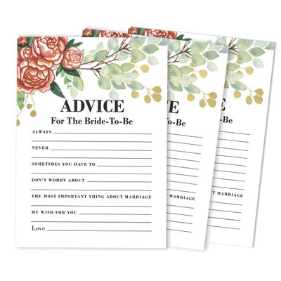 Cartões Quadrados em Branco para Chá de Noiva e Despedida de Solteira, Ideias de Presentes para Preencher, Pacote com 50 - Inkdotpot 12,7 Cm × 17,78 Cm / Branco - Cartão de Conselho