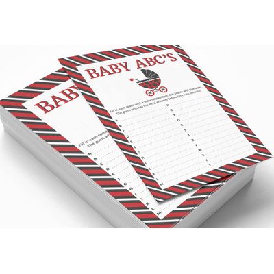 Pacote com 50, Coleção Chá de Bebê para Menina, Jogo ABC, Jogos Divertidos, Atividades e Decorações Tema Joaninha - Inkdotpot 12,7 Cm × 17,78 Cm / Branco
