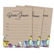 50 Cartões Quadrados Kraft Florais Rústicos em Branco para Preencher Ideias de Presente - Chá de Casamento e Despedida - Inkdotpot