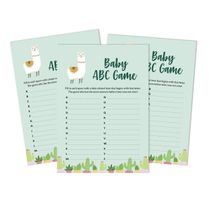 Kit com 50 Jogos para Chá de Bebê: Jogo Alfabeto ABC Tema Lhama, Unissex, Suprimentos para Festa - Inkdotpot