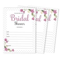 Cartões Quadrados Florais em Branco para Preencher Ideias de Presente para Chá de Noiva e Despedida de Solteira 50 Unidades - Inkdotpot