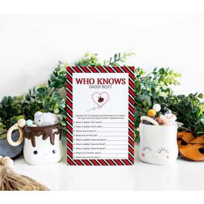 Pacote com 50 Jogos Quem Conhece Melhor o Papai para Chá de Bebê, Atividades e Decorações Tema Joaninha - Inkdotpot 12,7 Cm × 17,78 Cm / Branco