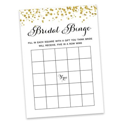Cartões de Jogo Quadrados em Branco para Ideias de Presentes, 50 Un., Confete Dourado para Chá de Noiva/Despedida de Solteira - Inkdotpot 12,7 Cm × 17,78 Cm / Branco - Bingo da Noiva