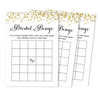 Cartões de Jogo Quadrados em Branco para Ideias de Presentes, 50 Un., Confete Dourado para Chá de Noiva/Despedida de Solteira - Inkdotpot 12,7 Cm × 17,78 Cm / Branco - Bingo da Noiva