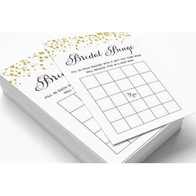 Cartões de Jogo Quadrados em Branco para Ideias de Presentes, 50 Un., Confete Dourado para Chá de Noiva/Despedida de Solteira - Inkdotpot 12,7 Cm × 17,78 Cm / Branco - Bingo da Noiva