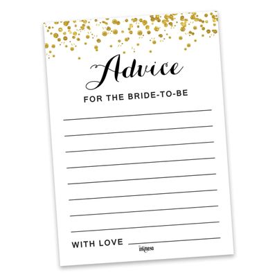 Cartões de Jogo Quadrados em Branco para Ideias de Presentes, 50 Un., Confete Dourado para Chá de Noiva/Despedida de Solteira - Inkdotpot 12,7 Cm × 17,78 Cm / Branco - Bingo da Noiva