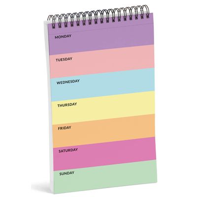 Bloco de Tarefas 15 x 23 cm – Planejador Semanal Arco-Íris, Espiral, Checklist Diário, 50 Folhas Destacáveis - Inkdotpot 15,24 Cm × 22,86 Cm / Multicolorido