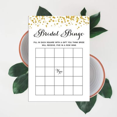 Cartões de Jogo Quadrados em Branco para Ideias de Presentes, 50 Un., Confete Dourado para Chá de Noiva/Despedida de Solteira - Inkdotpot 12,7 Cm × 17,78 Cm / Branco - Bingo da Noiva