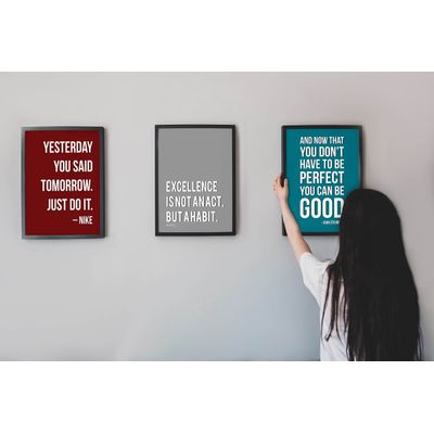 Quadro Motivacional "E Agora Que Você Não Precisa Ser Perfeito Pode Ser Bom" - Citação de John Steinbeck, 1 Unid., Verde - Inkdotpot 25,4 Cm × 30,48 Cm / Somente Pôster