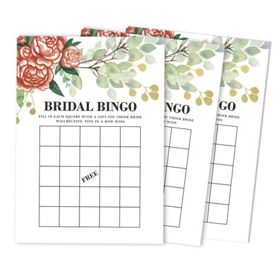 Cartões Quadrados em Branco para Chá de Noiva e Despedida de Solteira, Ideias de Presentes para Preencher, Pacote com 50 - Inkdotpot 12,7 Cm × 17,78 Cm / Branco - Bingo da Noiva