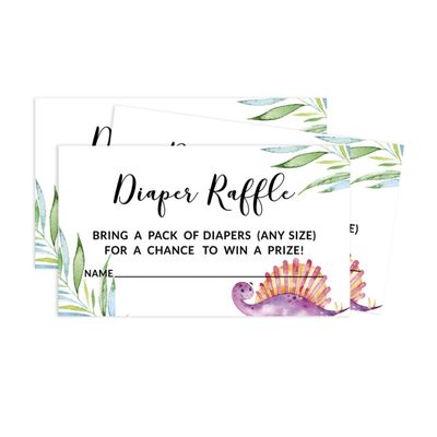 30 Cartões de Jogo para Chá de Bebê - Dinossauros e Animais da Selva - Inkdotpot 5,08 Cm × 8,89 Cm / Branco - Sorteio de Fraldas