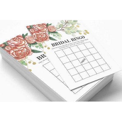 Cartões Quadrados em Branco para Chá de Noiva e Despedida de Solteira, Ideias de Presentes para Preencher, Pacote com 50 - Inkdotpot 12,7 Cm × 17,78 Cm / Branco - Bingo da Noiva