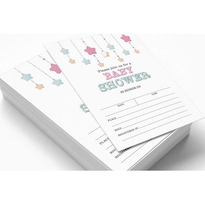 30 Cartões para Chá de Bebê Estilo Preenchível Brilha, Brilha, Estrelinha Neutro e em Branco - Inkdotpot 10,16 Cm × 7,62 Cm / Branco - Livro pro Bebê
