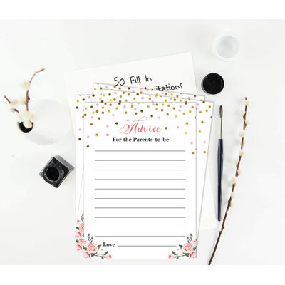 Conjunto com 50 Confetes para Chá de Bebê e Revelação do Sexo, Cartões ABC É Menino / É Menina Acessórios para Festa - Inkdotpot 12,7 Cm × 17,78 Cm / Branco - Cartão de Conselho