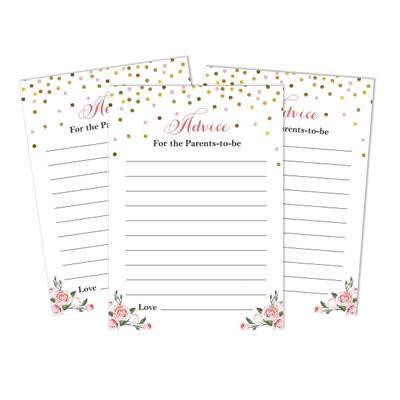 Conjunto com 50 Confetes para Chá de Bebê e Revelação do Sexo, Cartões ABC É Menino / É Menina Acessórios para Festa - Inkdotpot 12,7 Cm × 17,78 Cm / Branco - Cartão de Conselho