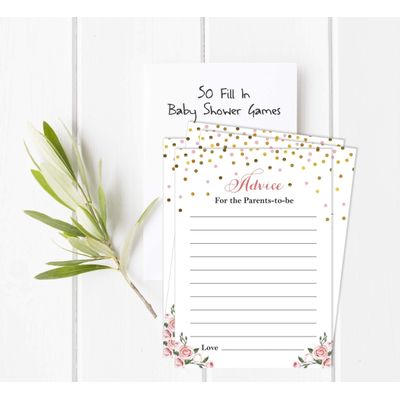 Conjunto com 50 Confetes para Chá de Bebê e Revelação do Sexo, Cartões ABC É Menino / É Menina Acessórios para Festa - Inkdotpot 12,7 Cm × 17,78 Cm / Branco - Cartão de Conselho