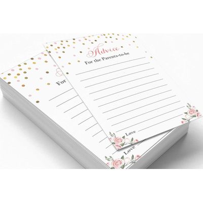 Conjunto com 50 Confetes para Chá de Bebê e Revelação do Sexo, Cartões ABC É Menino / É Menina Acessórios para Festa - Inkdotpot 12,7 Cm × 17,78 Cm / Branco - Cartão de Conselho