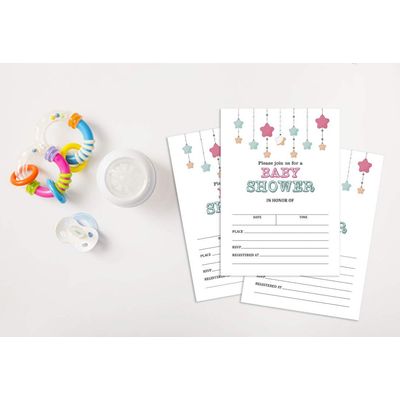 30 Cartões para Chá de Bebê Estilo Preenchível Brilha, Brilha, Estrelinha Neutro e em Branco - Inkdotpot 10,16 Cm × 7,62 Cm / Branco - Livro pro Bebê