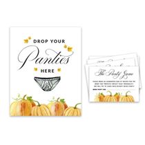 Cartões "Pumpkin Fall In Love" Quadrados em Branco para Preencher, 50 Unidades para Chá de Noiva/Despedida de Solteira - Inkdotpot