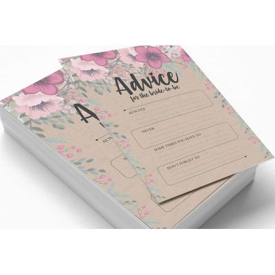 50 Cartões de Jogo Quadrados Kraft Florais em Branco para Preencher Ideias de Presente para Chá de Noiva e Despedida de Solteira - Inkdotpot 12,7 Cm × 17,78 Cm / Bege - Cartão de Conselho