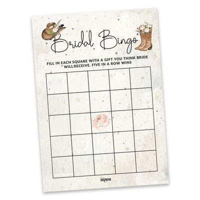 Pacote com 50 Cartões Quadrados em Branco para Chá de Noiva, Despedida de Solteira e Ideias de Presente, Jogo Cowgirl - Inkdotpot 12,7 Cm × 17,78 Cm / Branco - Bingo da Noiva
