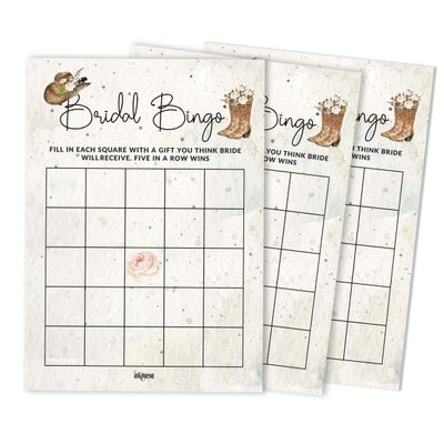 Pacote com 50 Cartões Quadrados em Branco para Chá de Noiva, Despedida de Solteira e Ideias de Presente, Jogo Cowgirl - Inkdotpot 12,7 Cm × 17,78 Cm / Branco - Bingo da Noiva
