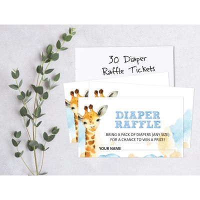30 Cartões de Chá de Bebê para Preencher com Girafa e Animais da Selva em Branco - Inkdotpot 5,08 Cm × 8,89 Cm / Branco - Sorteio de Fraldas