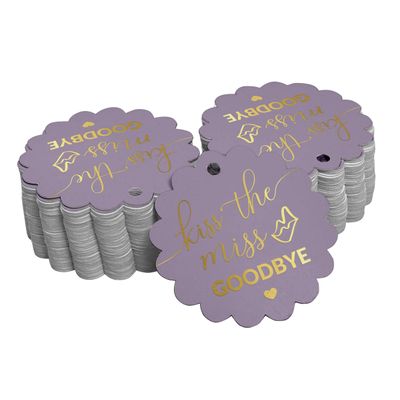 Etiquetas de Papel para Lembrancinha de Chá de Noiva 'Beijo de Adeus à Solteira' Foil Artesanal - Inkdotpot 50 Etiquetas Metalizadas / Roxo - Ouro Rosé