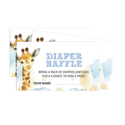 30 Cartões de Chá de Bebê para Preencher com Girafa e Animais da Selva em Branco - Inkdotpot 5,08 Cm × 8,89 Cm / Branco - Sorteio de Fraldas