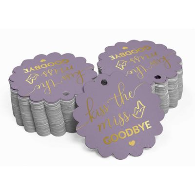 Etiquetas de Papel para Lembrancinha de Chá de Noiva 'Beijo de Adeus à Solteira' Foil Artesanal - Inkdotpot 50 Etiquetas Metalizadas / Roxo - Ouro Rosé
