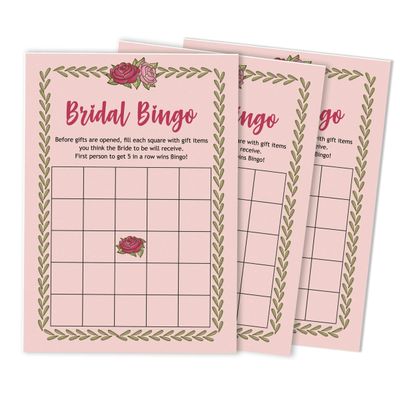 50 Cartões Florais Quadrados em Branco para Preencher, Chá de Noiva e Despedida de Solteira - Inkdotpot 12,7 Cm × 17,78 Cm / Laranja - Bingo da Noiva