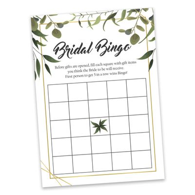 Cartões de Jogo Quadrados em Branco para Chá de Noiva e Despedida de Solteira, 50 Peças, Tema Folhagens - Inkdotpot 12,7 Cm × 17,78 Cm / Branco - Bingo da Noiva