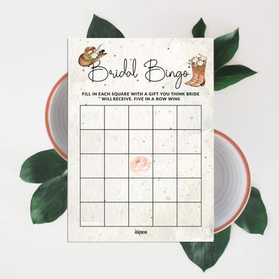 Pacote com 50 Cartões Quadrados em Branco para Chá de Noiva, Despedida de Solteira e Ideias de Presente, Jogo Cowgirl - Inkdotpot 12,7 Cm × 17,78 Cm / Branco - Bingo da Noiva