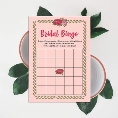 50 Cartões Florais Quadrados em Branco para Preencher, Chá de Noiva e Despedida de Solteira - Inkdotpot 12,7 Cm × 17,78 Cm / Laranja - Bingo da Noiva