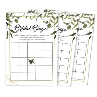 Cartões de Jogo Quadrados em Branco para Chá de Noiva e Despedida de Solteira, 50 Peças, Tema Folhagens - Inkdotpot 12,7 Cm × 17,78 Cm / Branco - Bingo da Noiva