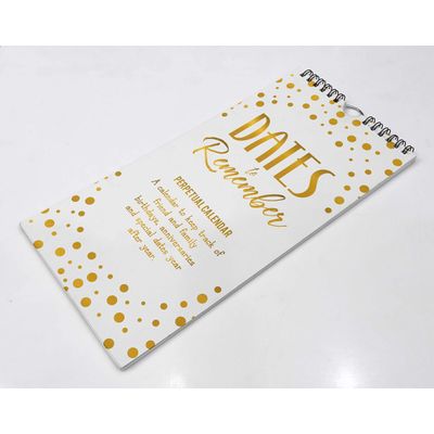 Calendário Perpétuo de Parede com Confete e Foil Dourado Rústico, Lembrete de Datas Especiais, Planner/Organizador - Inkdotpot 27,94 Cm × 13,72 Cm / Dourado