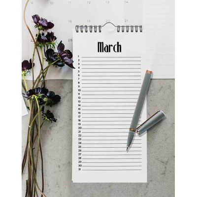 Calendário Perpétuo de Parede com Confete e Foil Dourado Rústico, Lembrete de Datas Especiais, Planner/Organizador - Inkdotpot 27,94 Cm × 13,72 Cm / Dourado