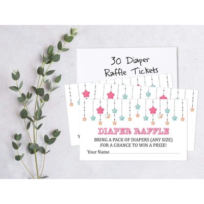 30 Cartões para Chá de Bebê Estilo Preenchível Brilha, Brilha, Estrelinha Neutro e em Branco - Inkdotpot 5,08 Cm × 8,89 Cm / Branco - Sorteio de Fraldas