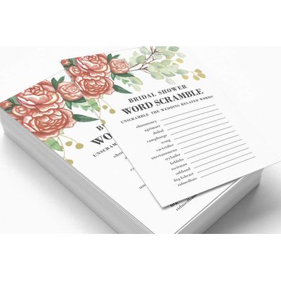 Cartões Quadrados em Branco para Chá de Noiva e Despedida de Solteira, Ideias de Presentes para Preencher, Pacote com 50 - Inkdotpot 12,7 Cm × 17,78 Cm / Branco - Jogo de Palavras da Noiva