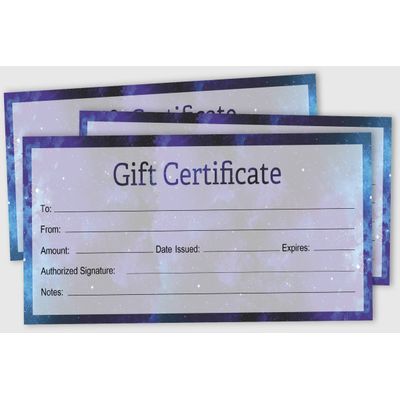 Certificados de Presente Galaxy em Branco 45 Cupons DIY para Comércio, Festas, Restaurantes, Beleza, Casamentos, 23 x 9,7 cm - Inkdotpot 22,86 Cm × 9,65 Cm / Azul