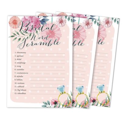 Cartões Florais Quadrados em Branco para Preencher Ideias de Presente para Chá de Noiva e Despedida de Solteira, Pacote com 50 - Inkdotpot 12,7 Cm × 17,78 Cm / Laranja - Jogo de Palavras da Noiva