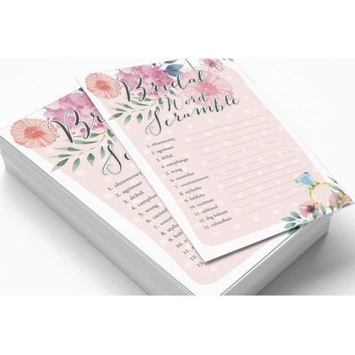Cartões Florais Quadrados em Branco para Preencher Ideias de Presente para Chá de Noiva e Despedida de Solteira, Pacote com 50 - Inkdotpot 12,7 Cm × 17,78 Cm / Laranja - Jogo de Palavras da Noiva