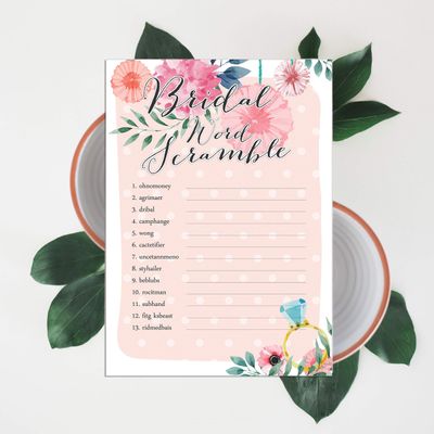 Cartões Florais Quadrados em Branco para Preencher Ideias de Presente para Chá de Noiva e Despedida de Solteira, Pacote com 50 - Inkdotpot 12,7 Cm × 17,78 Cm / Laranja - Jogo de Palavras da Noiva