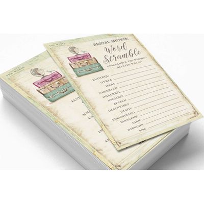 Cartões Quadrados em Branco para Chá Nupcial e Despedida de Solteira, Preenchíveis, 50 Unidades para Jogo de Viagem - Inkdotpot 12,7 Cm × 17,78 Cm / Amarelo - Jogo de Palavras da Noiva